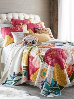 Levtex Floral Quilt Set in Pink, Yellow & Blue